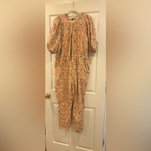 Floral puff sleeve romper